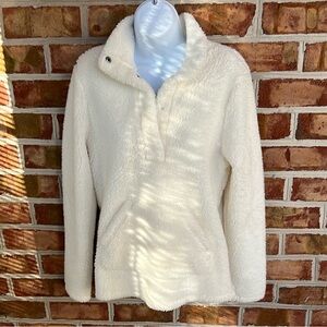 Odd Molly super soft Cream Teddy pullover Jacket w/ Stand-Up Collar & pockets. 2